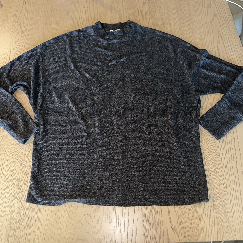 Matty M Womens Gray Ribbed Tight-Knit Mock Neck Pullover Sweater Size L